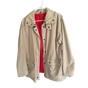 Tan Raincoat with red accent